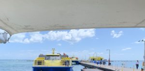 Ferry arriving in Cancun, Mexico