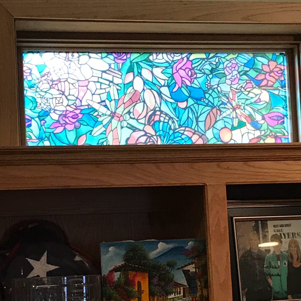 Easy-to-install DIYer stained-glass privacy window filter project