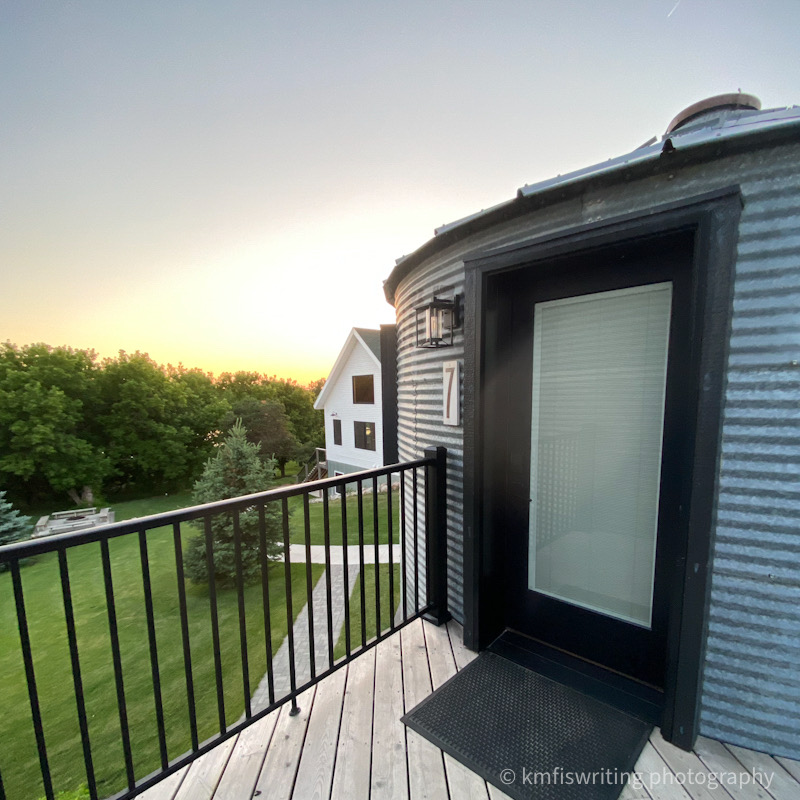 Sunset at unique grain-bin Airbnb near Minnesota state parks