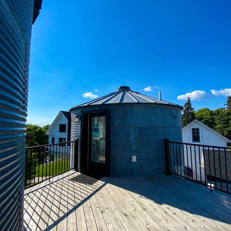 Unique grain bin hotel rooms at Gathered Oaks near Lake Carlos State Park in Alexandria, MN